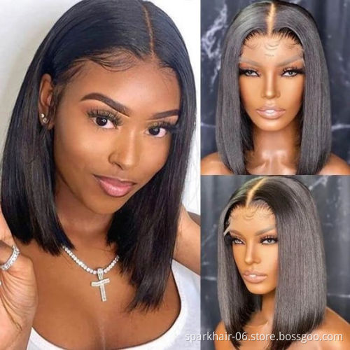 Factory wholesale high quality brazilian human hair wigs for black women,short  bob wig lace front wigs